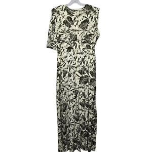 Kosmios Jumpsuit Back Drape Floral Tropical Print Wide Leg Size Large